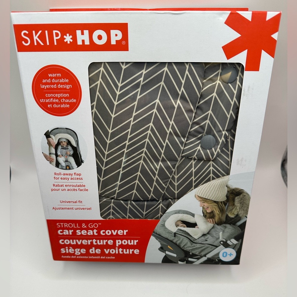 Skip Hop Stroll & Go Car Seat Cover Grey Feather Infant Winter Cover NIB